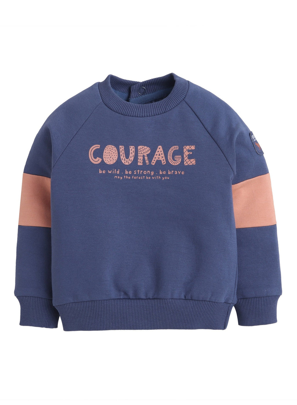 Dirkje Cotton Courage Graphic Print Full Sleeves Sweatshirt & Joggers Set - Blue/Peach
