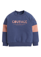 Dirkje Cotton Courage Graphic Print Full Sleeves Sweatshirt & Joggers Set - Blue/Peach