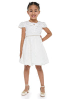 Ivory/Gold Bow Jacquard Dress