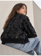 Girls Floral Lace full Zip Bomber Casual Jacket