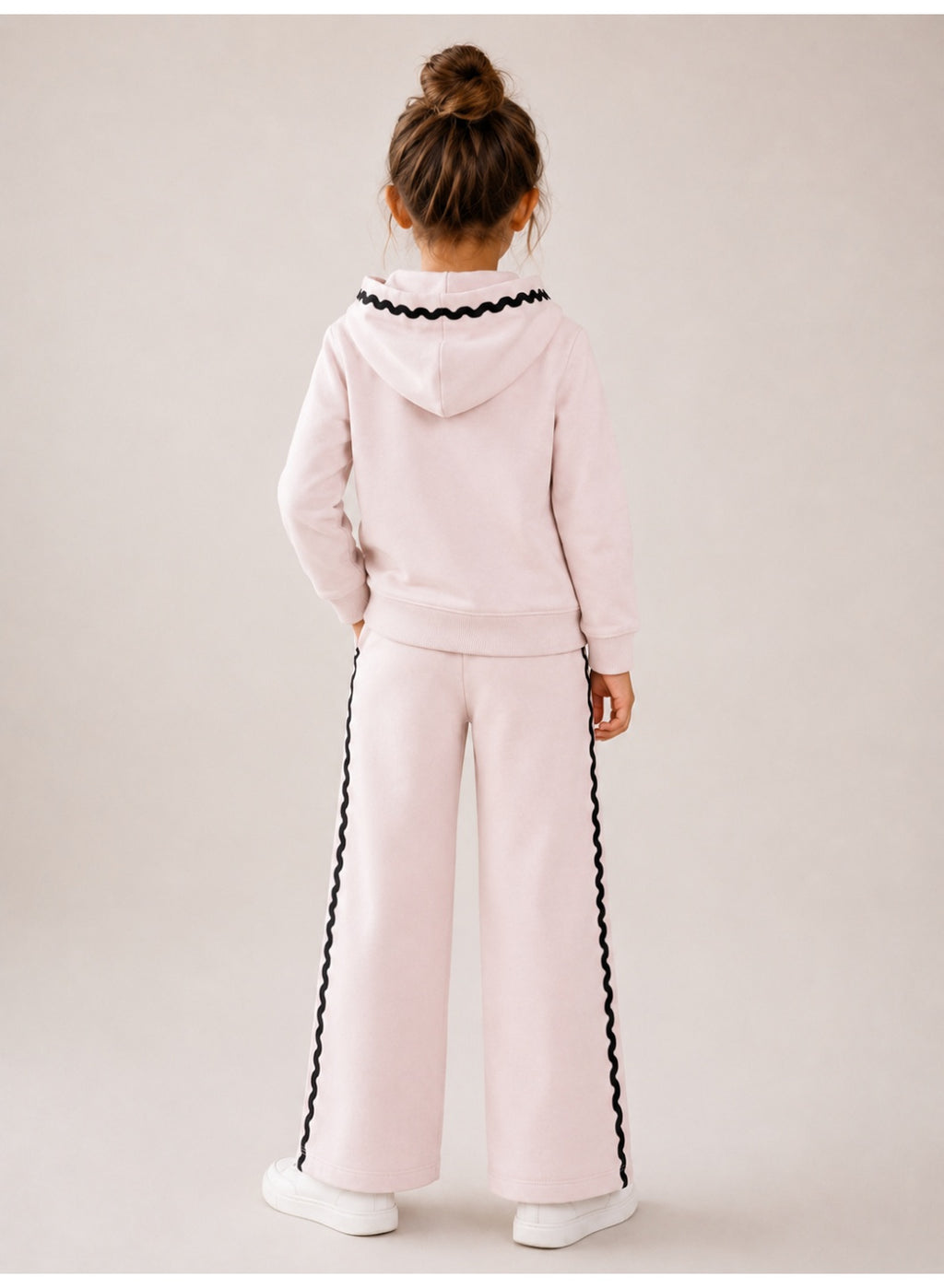 Girls Half Zip Sweatshirt Hoodie and Wide Leg Pants Set