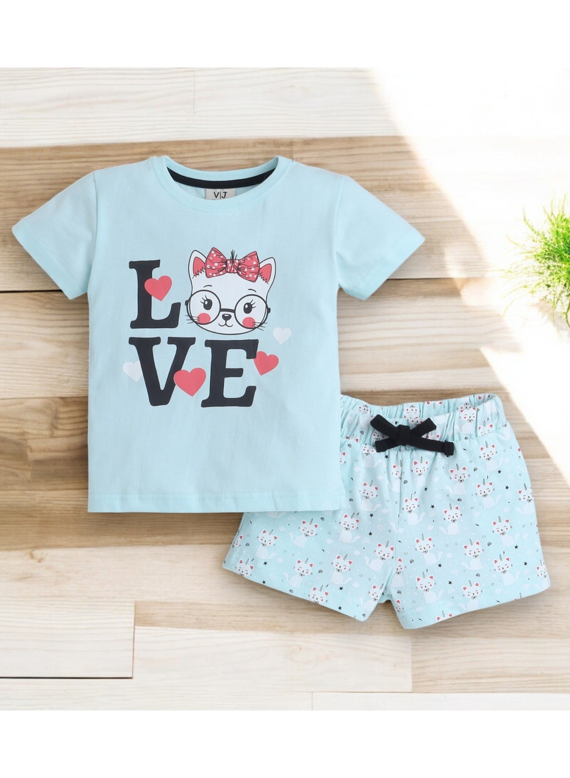 Victor And Jane - Printed T-Shirt And Shorts Pyjama Set