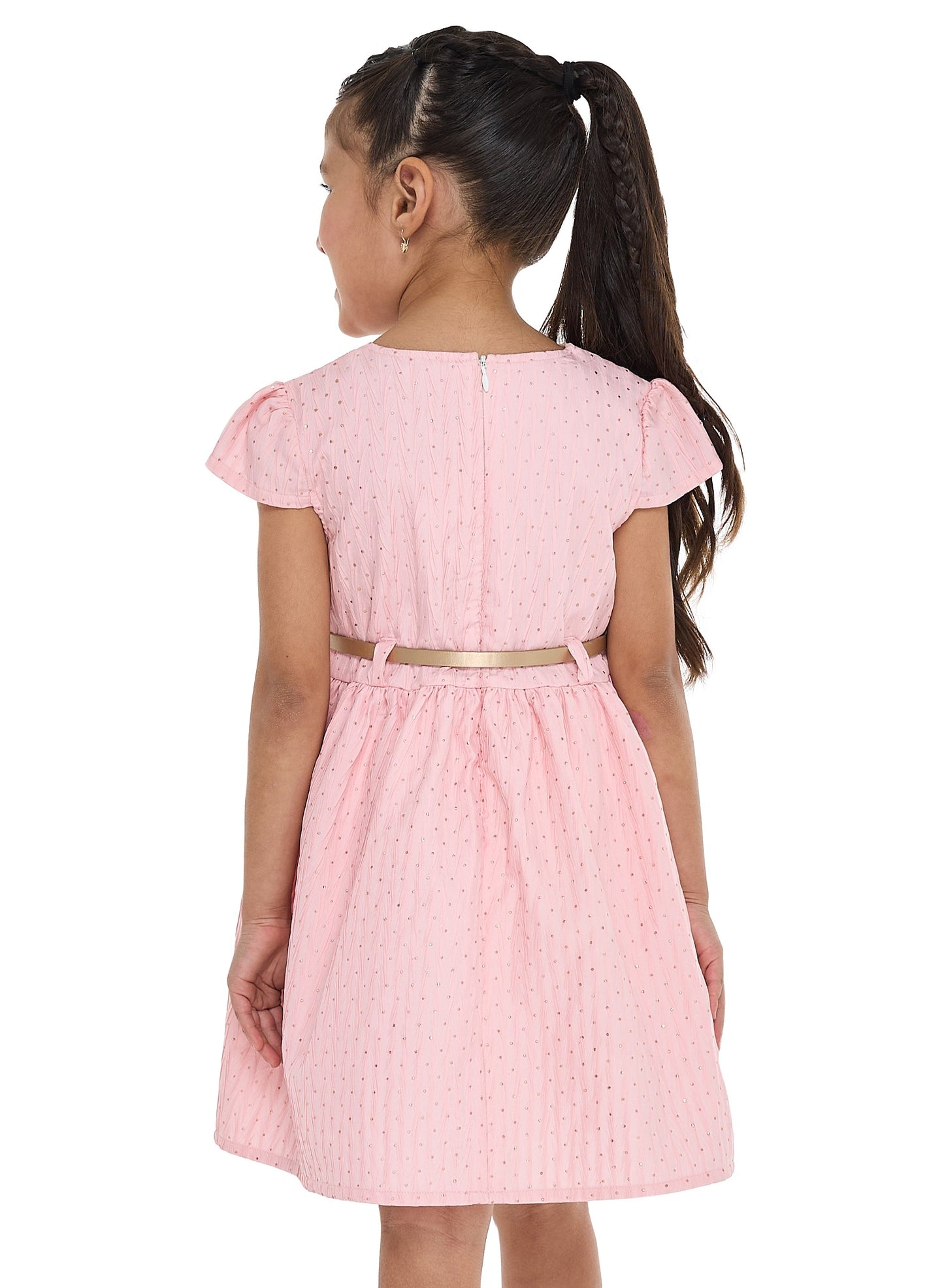 Ivory/Gold Lapel Jacquard Dress