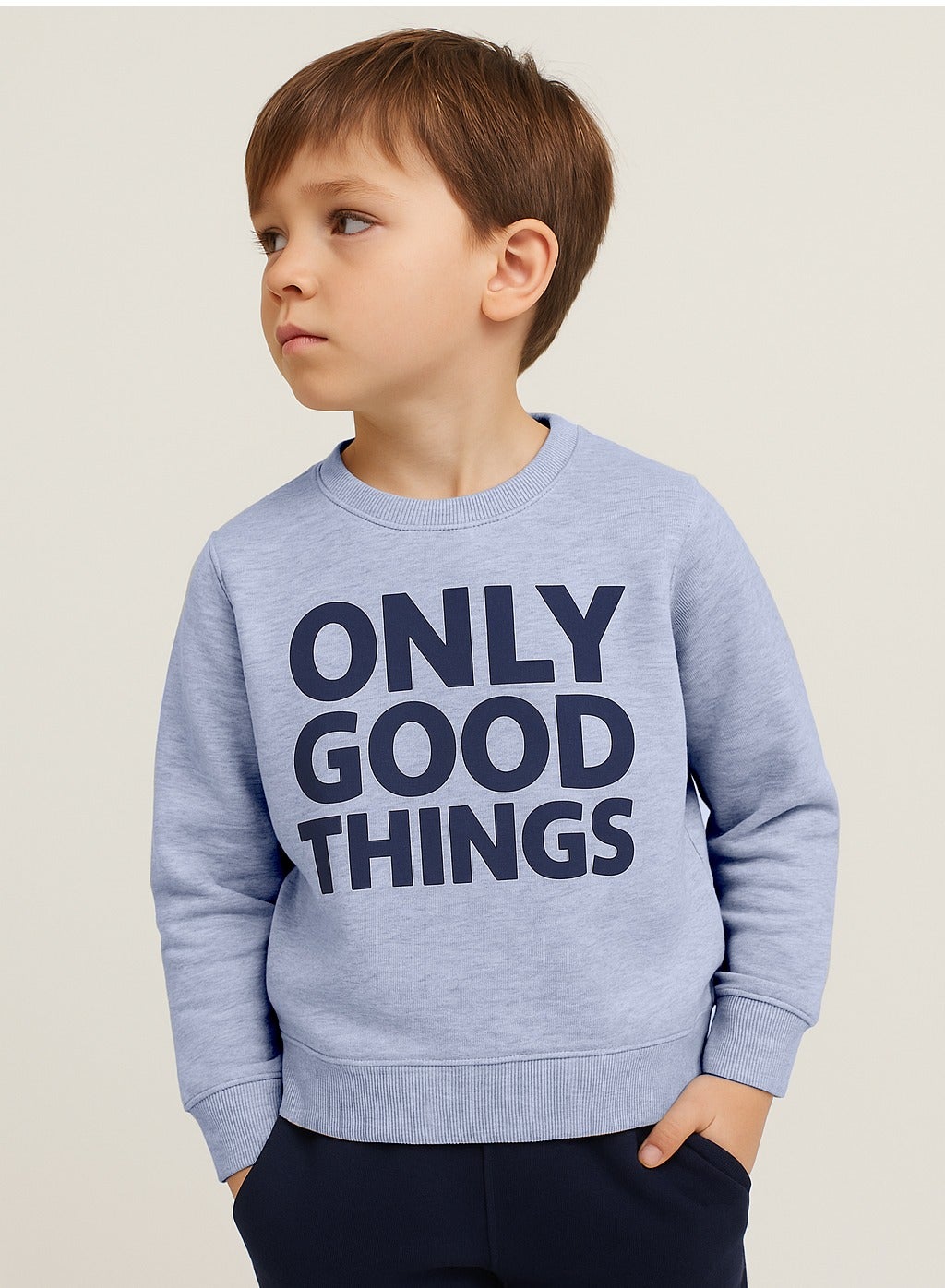 Boys' Light Grey "Only Good Things" Graphic Sweatshirt