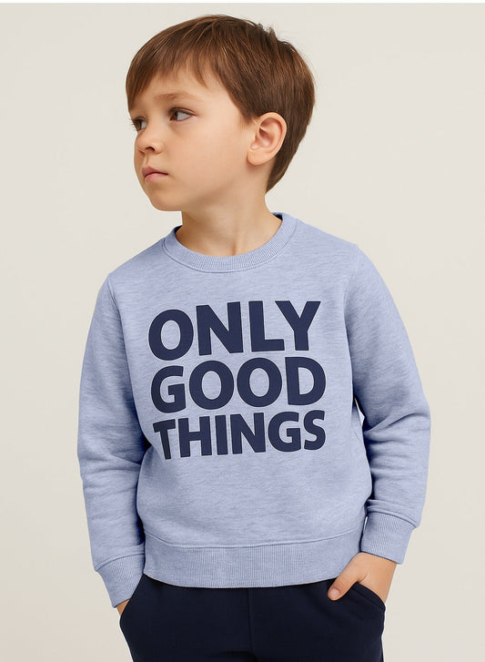 Boys' Light Grey "Only Good Things" Graphic Sweatshirt