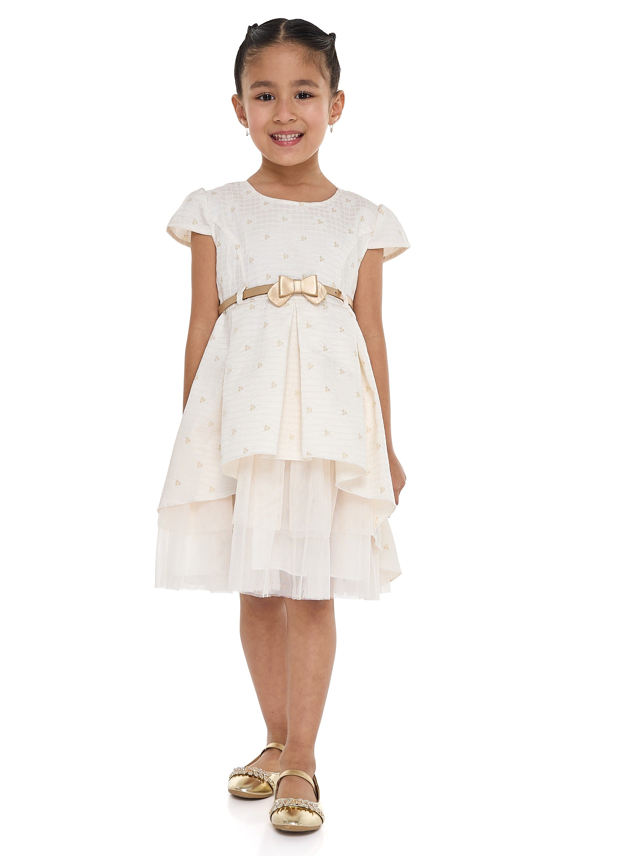 Chic Jacquard Champagne  Party Dress With Mesh & Decoration