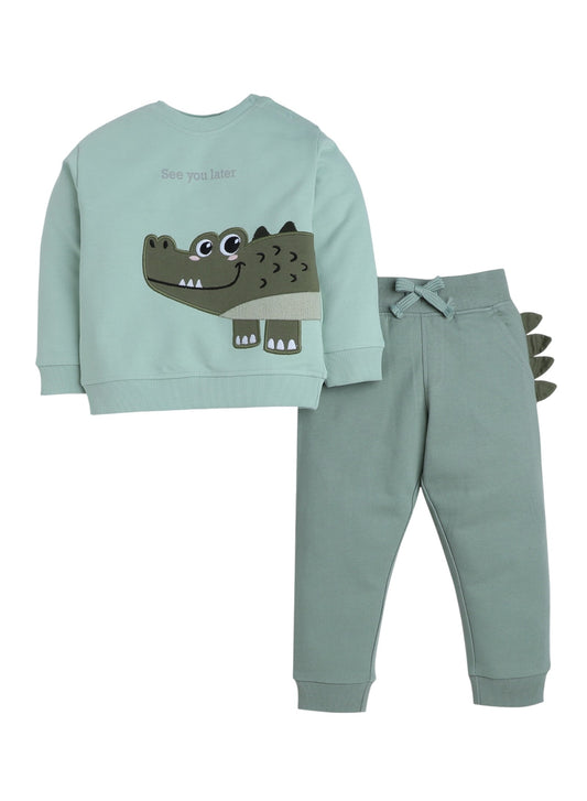 Baby Boys’ 2-Piece Set – “See You Later” Crocodile Sweatshirt & Joggers Set