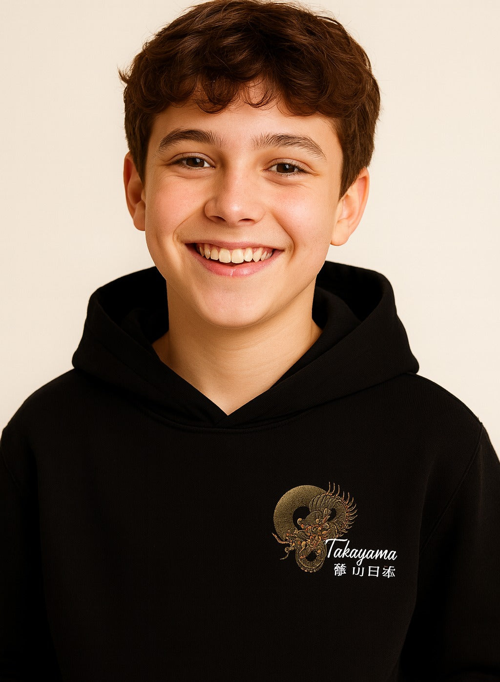 Boys' Black "Takigami Dragon" Graphic Hooded Sweatshirt