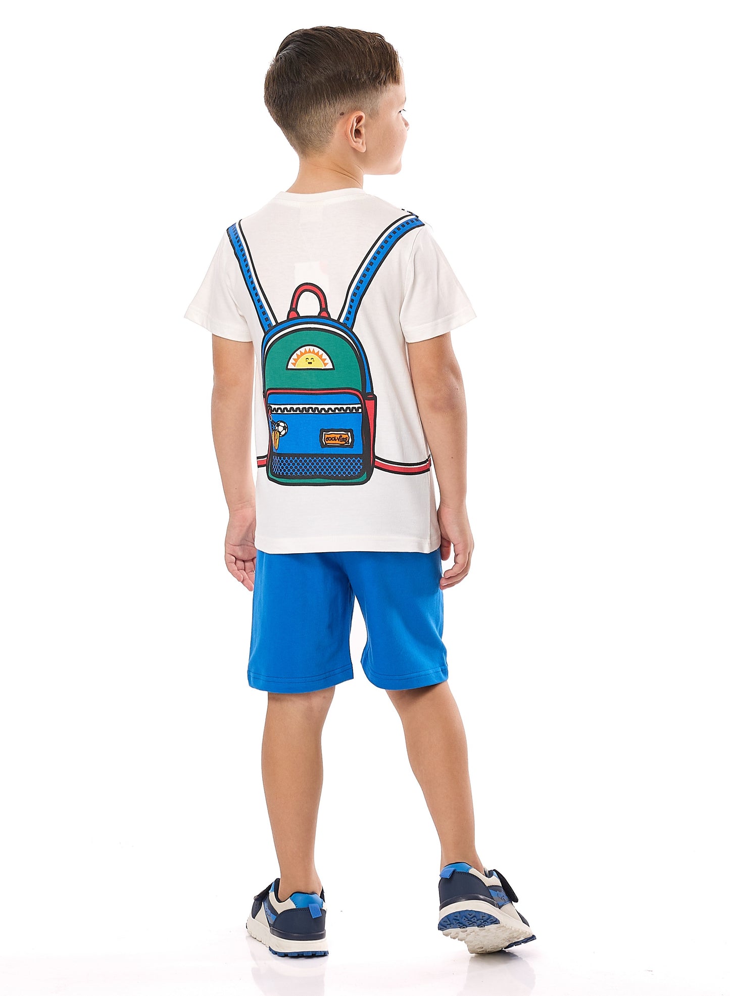 Victor and Jane Jr Boys' 2PC Set – Backpack -Off White and Blue