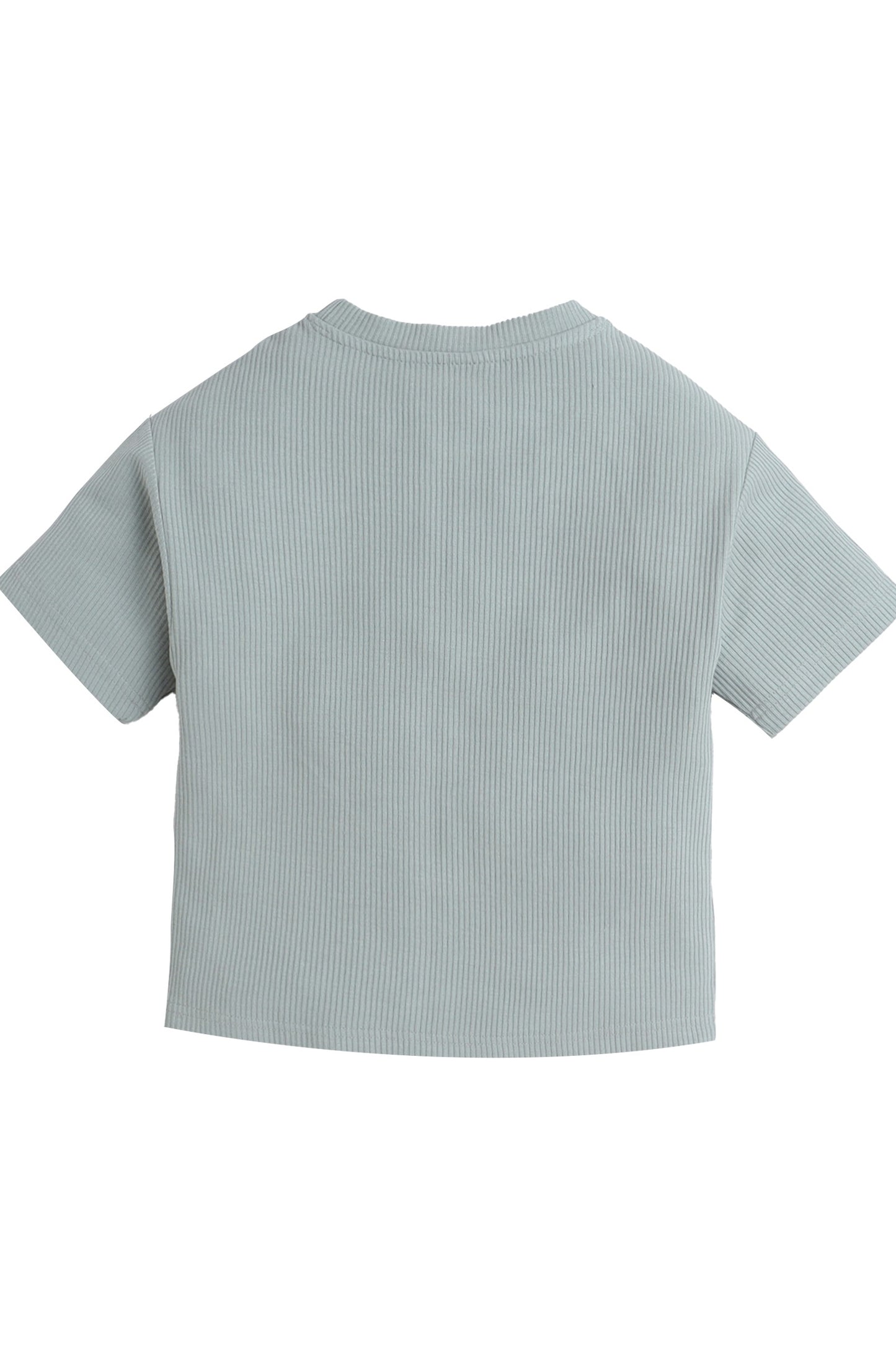 Junior Boys Ribbed Cotton T-Shirt - Light Olive