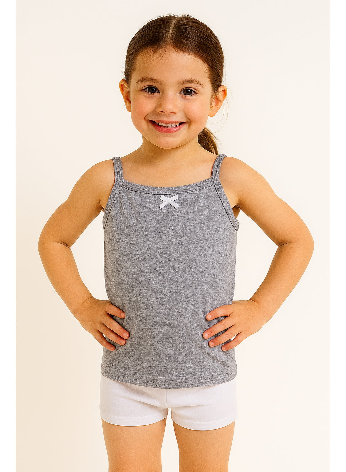 3-Pack Girls' Camisoles – Cotton Comfort in Black, White & Grey