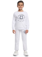 Victor And Jane Cotton California 23 Graphic Full Sleeves Sweatshirt & Joggers Co-Ord Set - Grey Melange