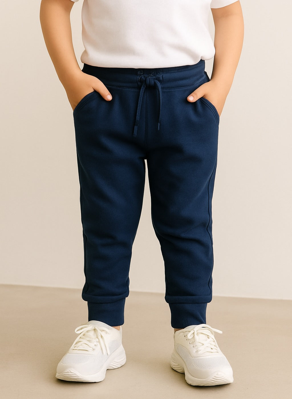 Boys French Terry Joggers With Drawstring Closure – Navy