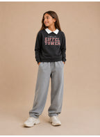 Girls Collared "Eiffel Tower" Print Pullover with Collar