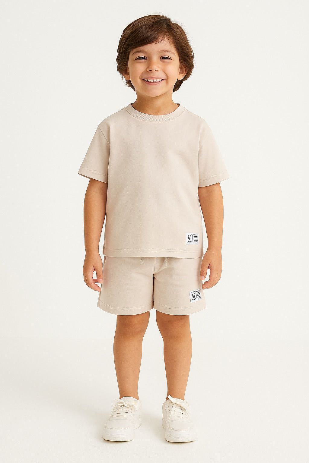 Boys Cotton Interlock Tee & Shorts Set – Sand