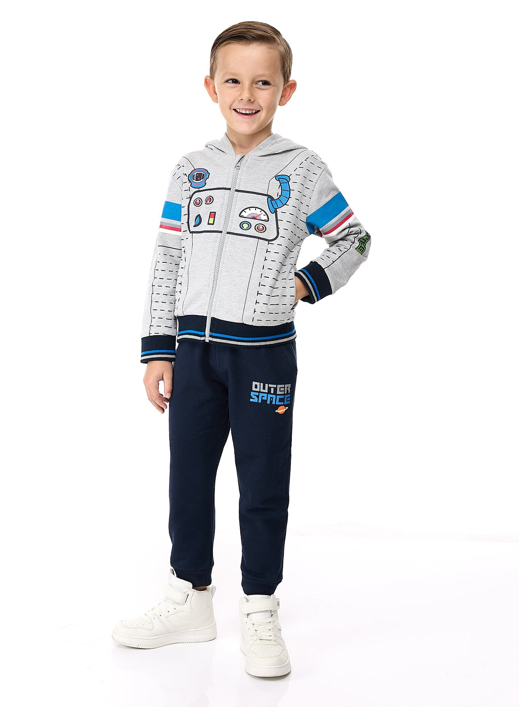 Boys 2-Piece Fullzipper Hoody And Jogger Set Grey Mil - Navy