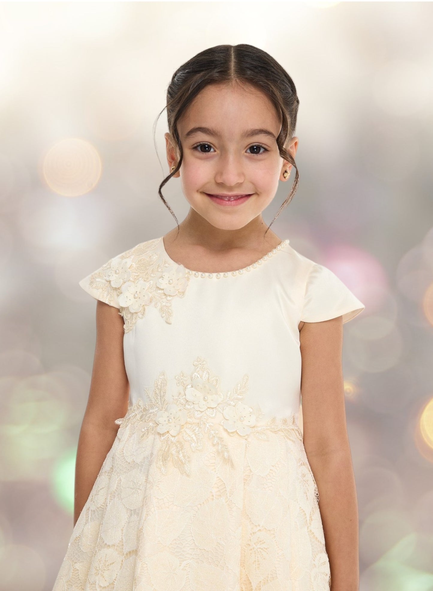 Chic Pink Satin & Lace Party Dress With Mesh & Decoration