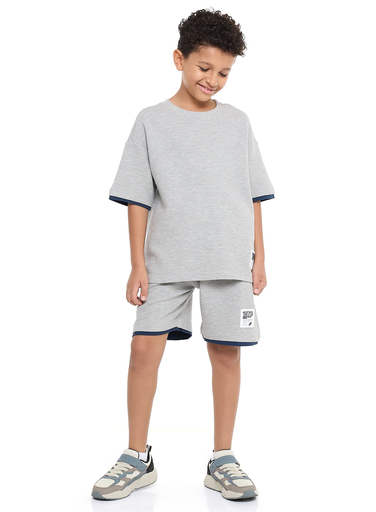 Victor and Jane Boys' Cord Set – Grey T-Shirt and Shorts Outfit
