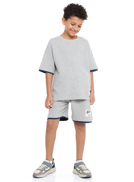 Victor and Jane Boys' Cord Set – Grey T-Shirt and Shorts Outfit