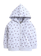 Baby Girl Heart &Amp; Star Cotton Fleece 3-Piece Set “ Light Grey &Amp; Pink
