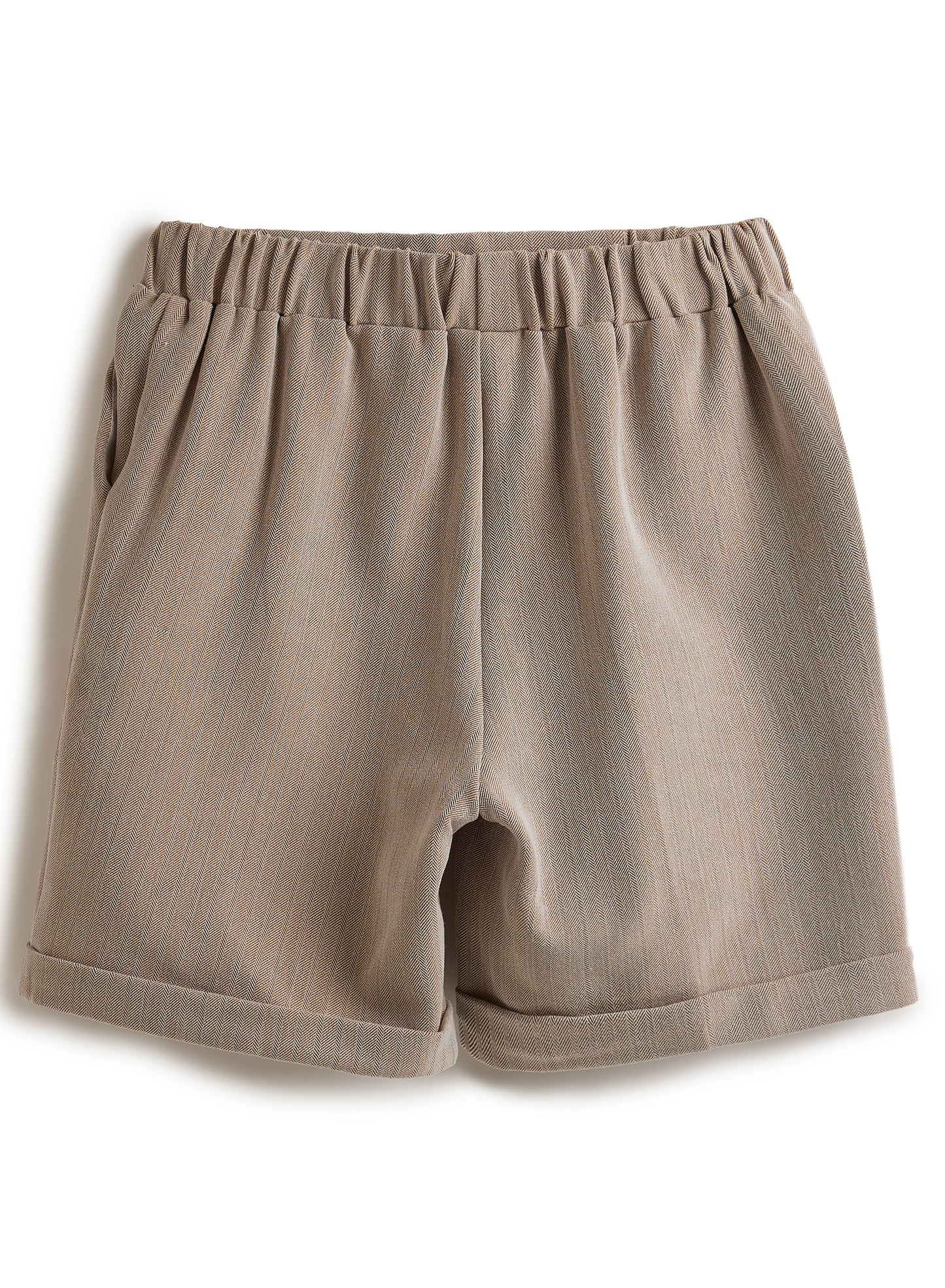 Neutral/Beige Waistcoat And Short Set With Shirt And Bow Tie