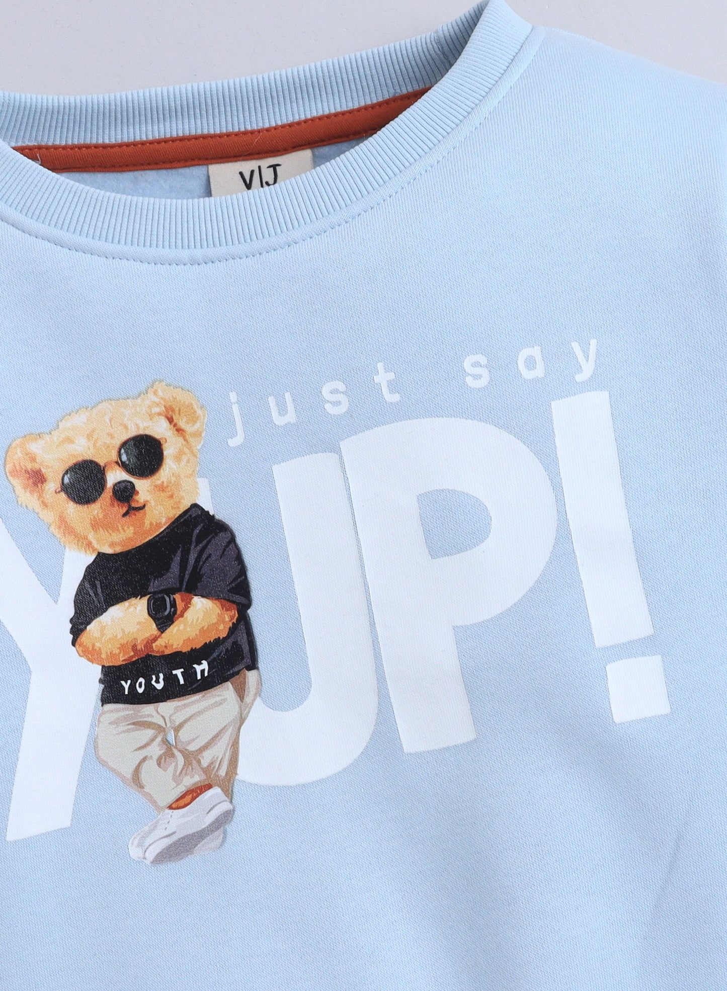 Boys' “Just Say YUP” Teddy Graphic Sweatshirt – Dusty Blue