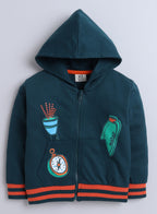 Boys' 3-Piece Set - Stripe Long Tee, Dark Green Fullzipper Hoody Jacket And Dark Green Jogger Sets ,