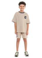 Victor And Jane Boys' Cord Set “ T-Shirt And Shorts Outfit With Label Detail