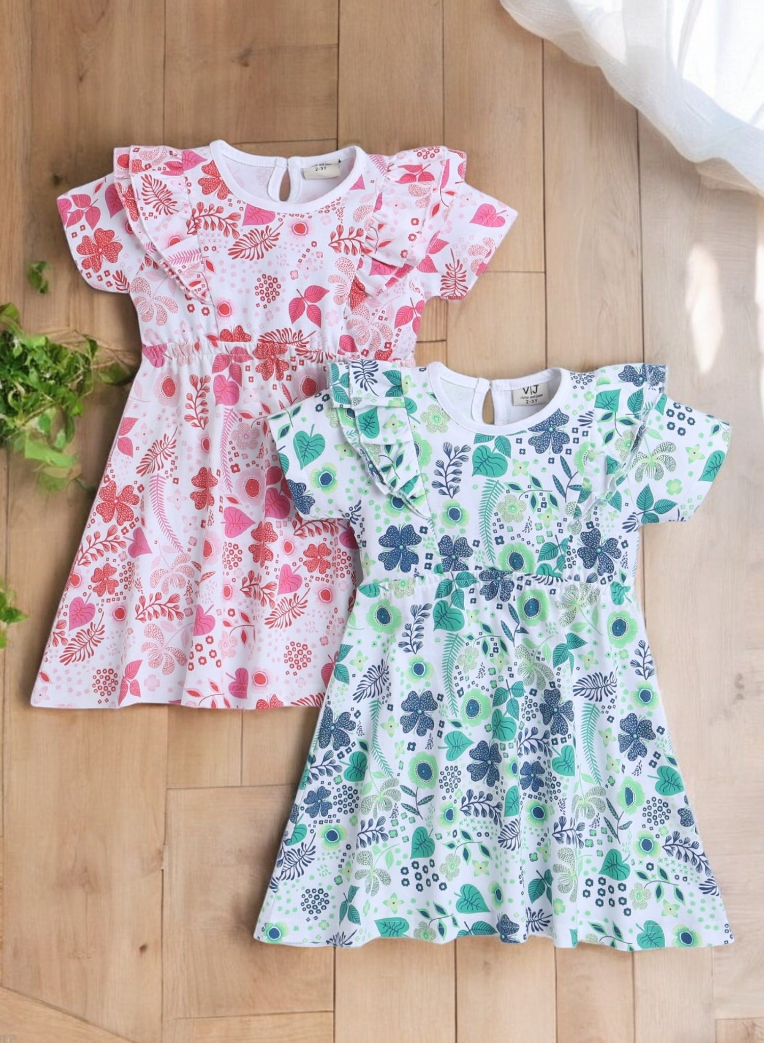 Victor And Jane - All-Over Printed Ruffle Dress (Pack Of 2)