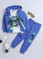 Boys' 3-Piece Set - Hoody Jacket With Blue Jogger Sets - Blue