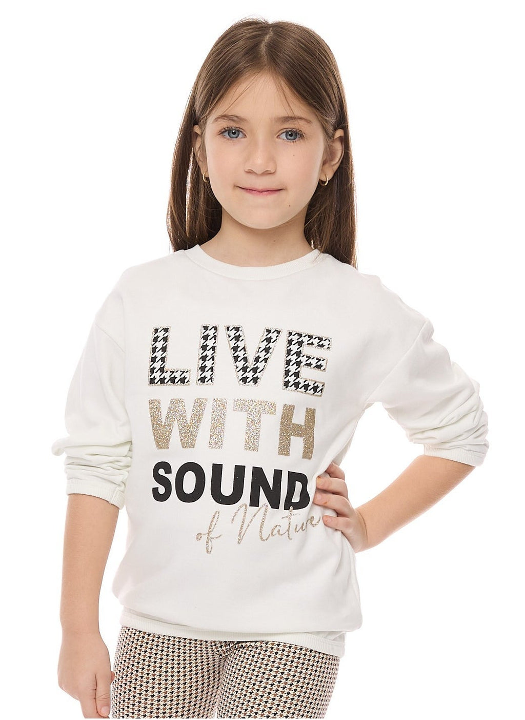 Victor And Jane Girls - Sweat Top And Leggings Set With Applique Embroidery