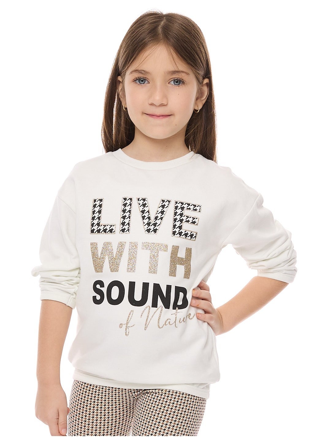 Victor And Jane Girls - Sweat Top And Leggings Set With Applique Embroidery