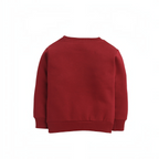 victor and jane girls red crewneck sweatshirt back view featuring ribbed cuffs and hem