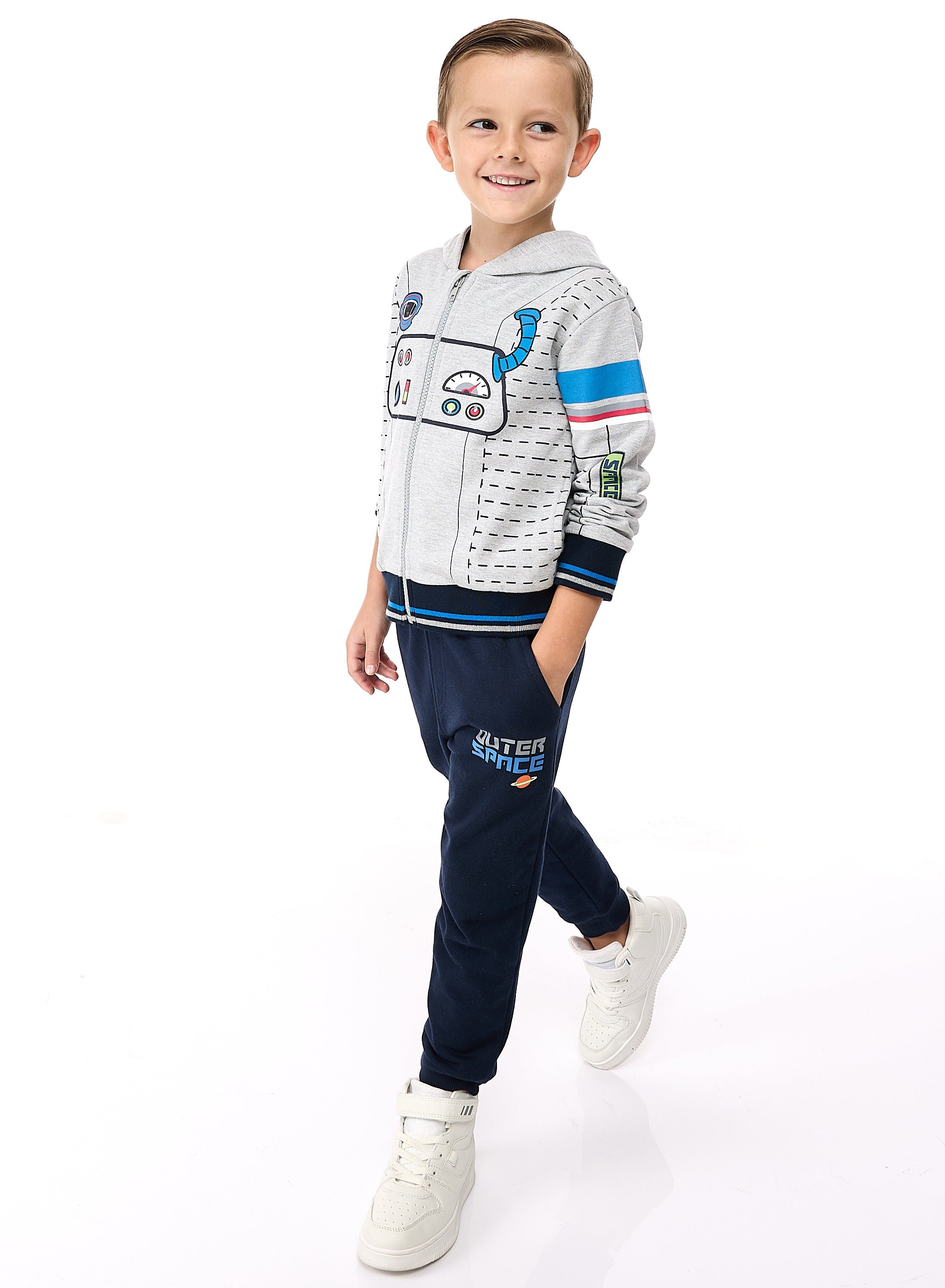 Boys 2-Piece Fullzipper Hoody And Jogger Set Grey Mil - Navy