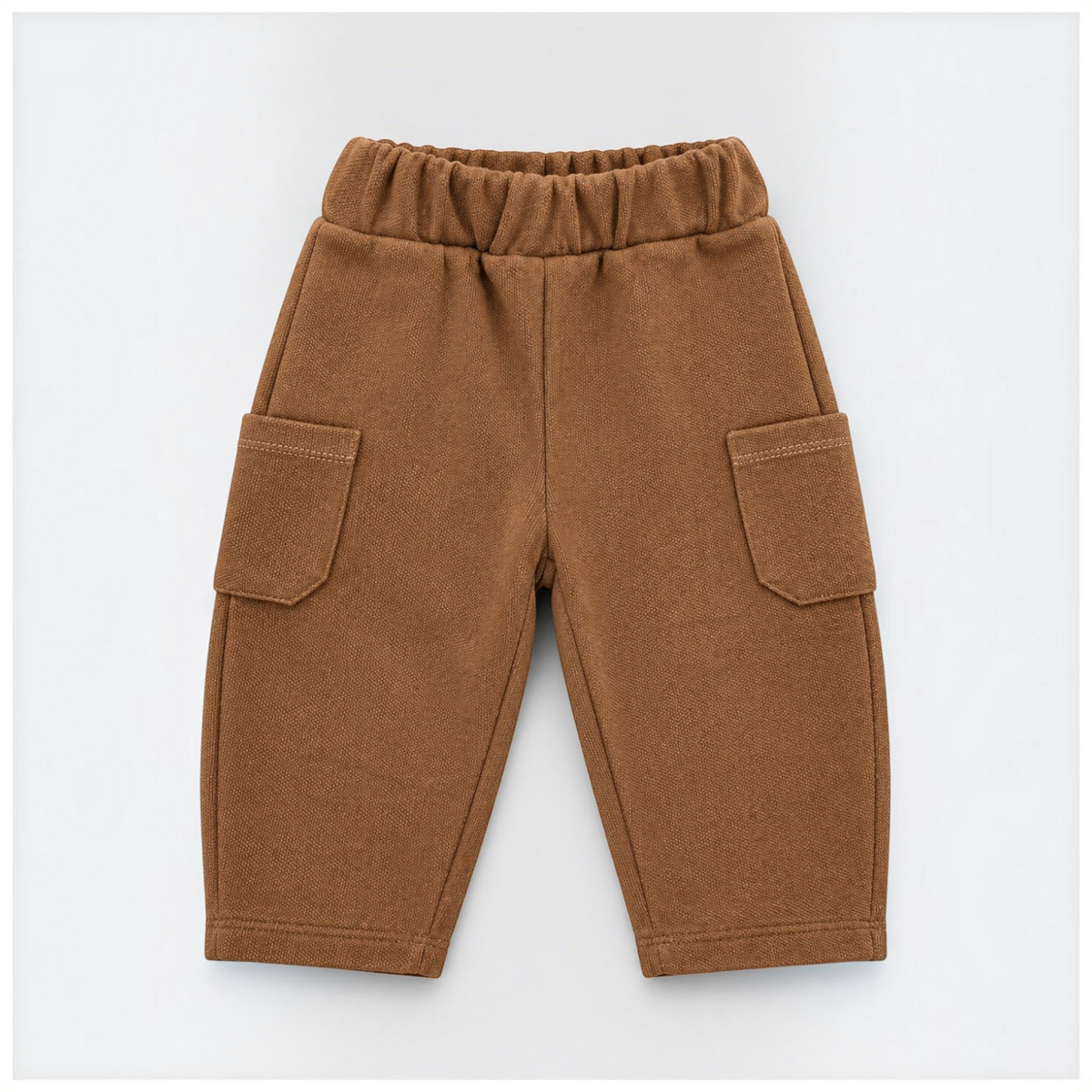 victor and jane boys brown cargo pants with an elastic waistband and side pockets
