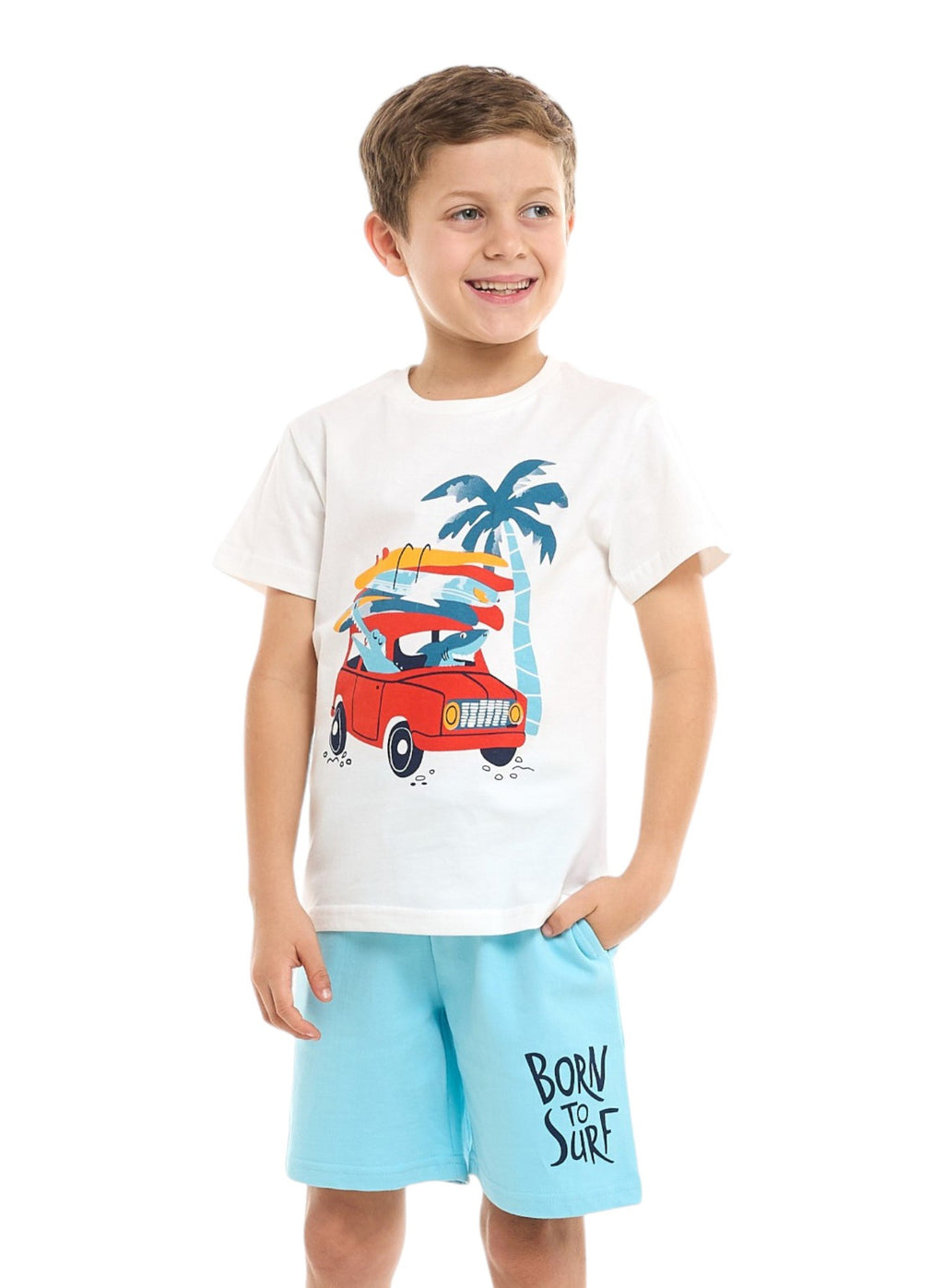 Victor And Jane 2 Piece Sets With Matching Tshirt And Slogan Print Shorts With Elasticated Waist