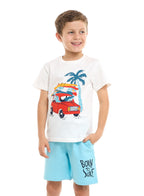 Victor And Jane 2 Piece Sets With Matching Tshirt And Slogan Print Shorts With Elasticated Waist