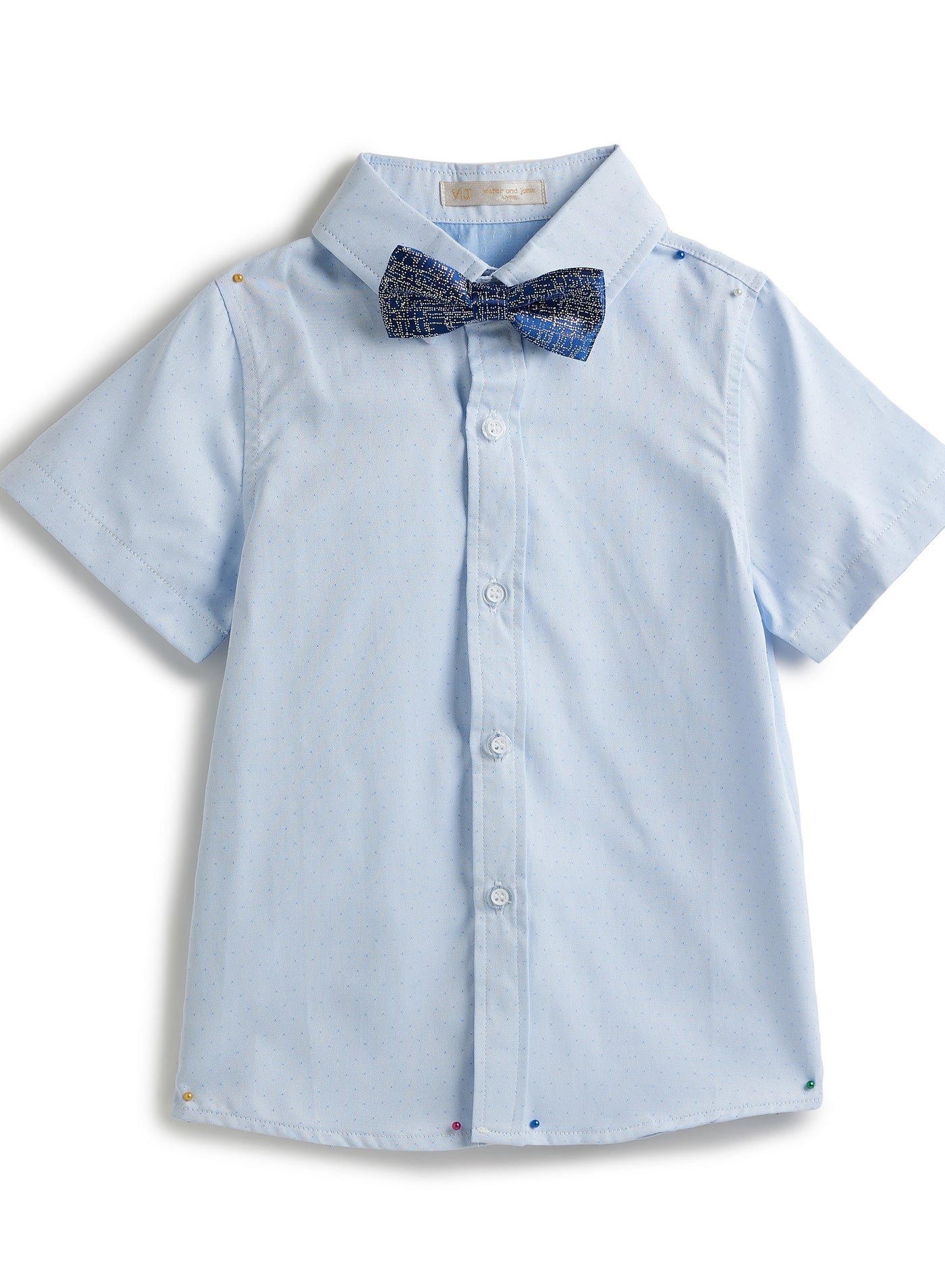 Blue Waistcoat And Short Set With Shirt And Bow Tie