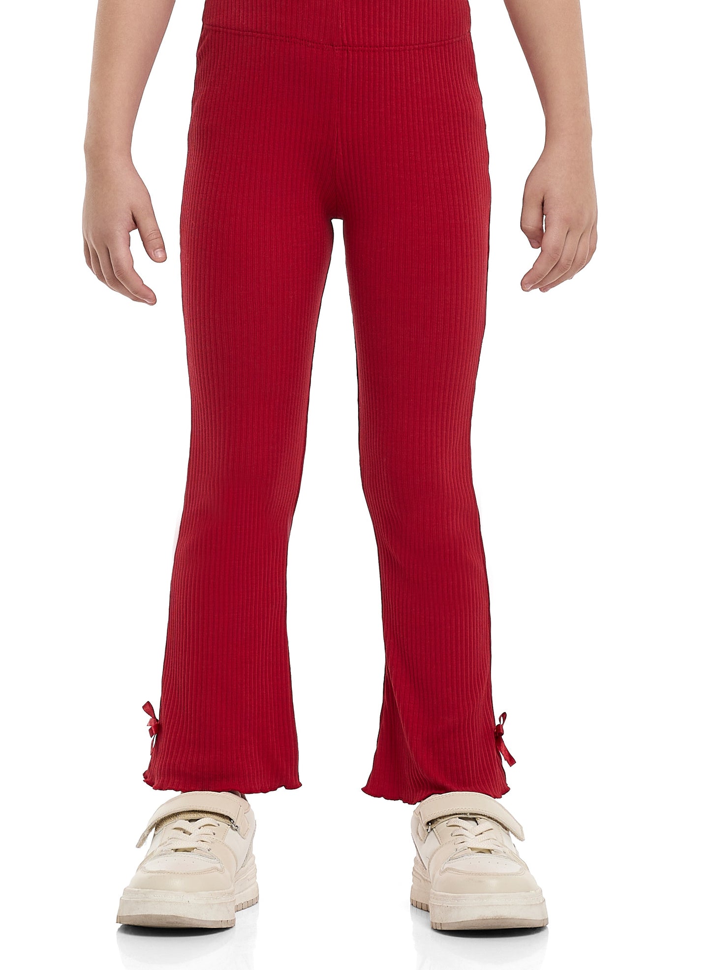 Girls LA Teddy Fleece Tracksuit – Cream & Red 2-Piece Set