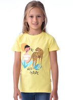 Victor And Jane Leopard Graphic Fashion T-Shirt - Yellow