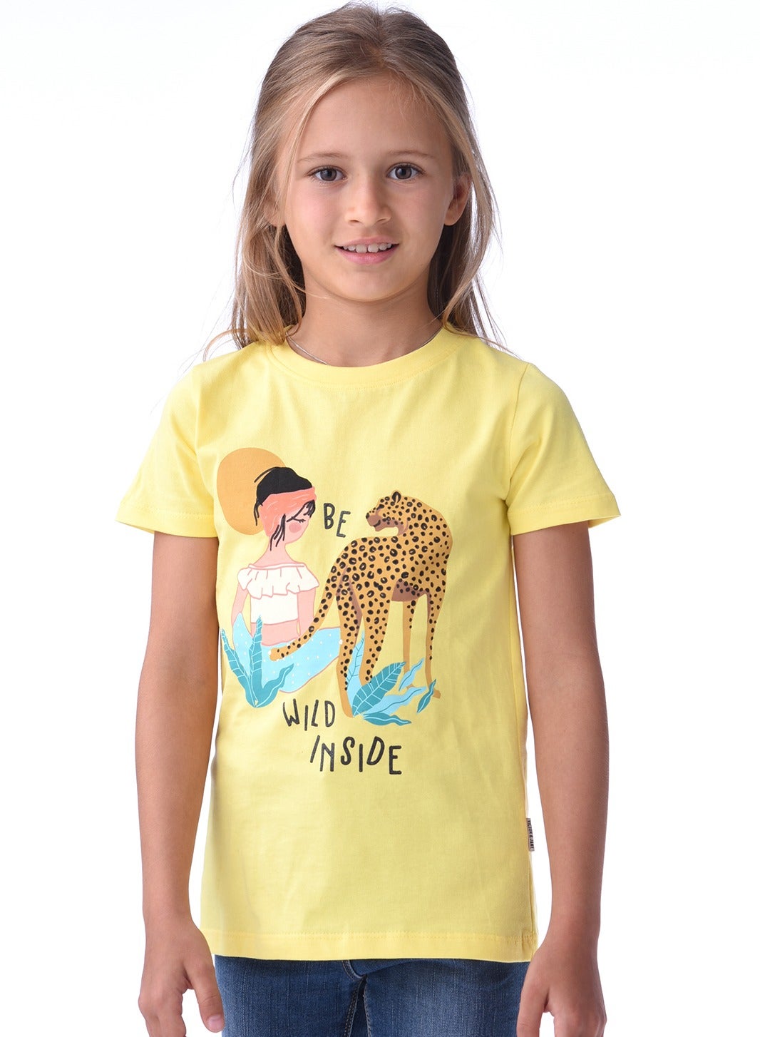 Victor And Jane Leopard Graphic Fashion T-Shirt - Yellow