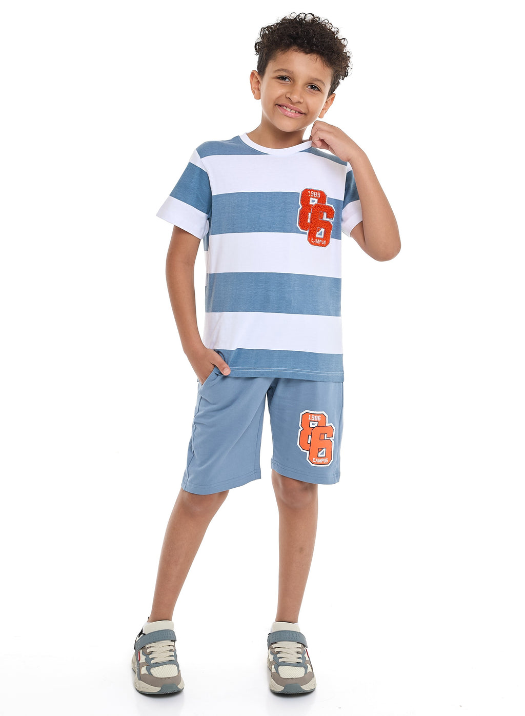 Victor And Jane Sr Boys' Applique Pocket Detail Set - Blue