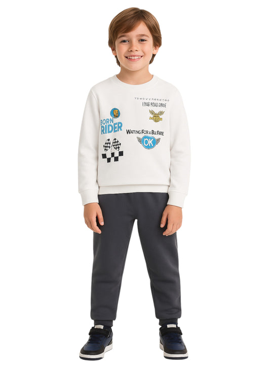 Boys’ Racing Style Set – Graphic Sweatshirt & Joggers