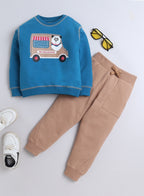 Cute Truck Printed Sweatshirt And Jogger 2 Pc Set