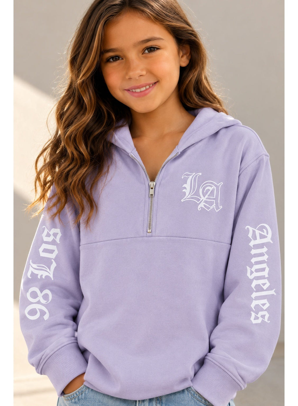 Girls Half Zip Sweatshirt Hoodie and Ribbed legging Set