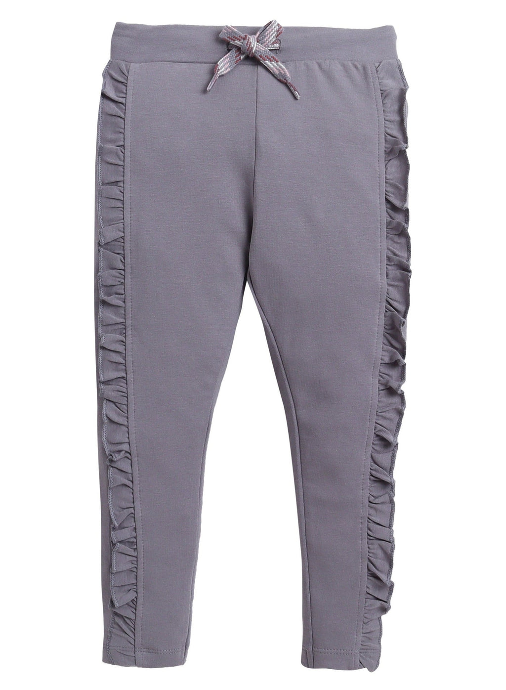 Dirkje Cotton Floral Embroidered Full Sleeves Fluttered Sweatshirt & Joggers Set - Grey/Pink