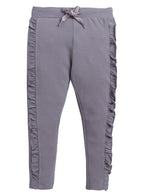 Dirkje Cotton Floral Embroidered Full Sleeves Fluttered Sweatshirt & Joggers Set - Grey/Pink