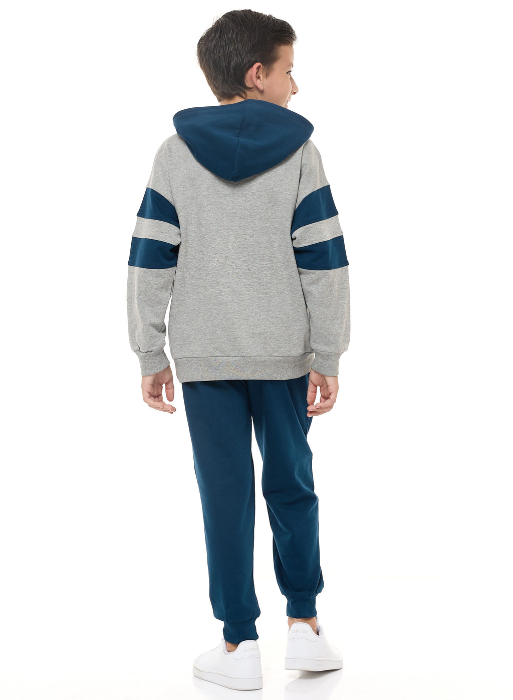Boys' 2-Piece Hoodie And Jogger Set (8-14 Yrs) Grey Mil-Navy