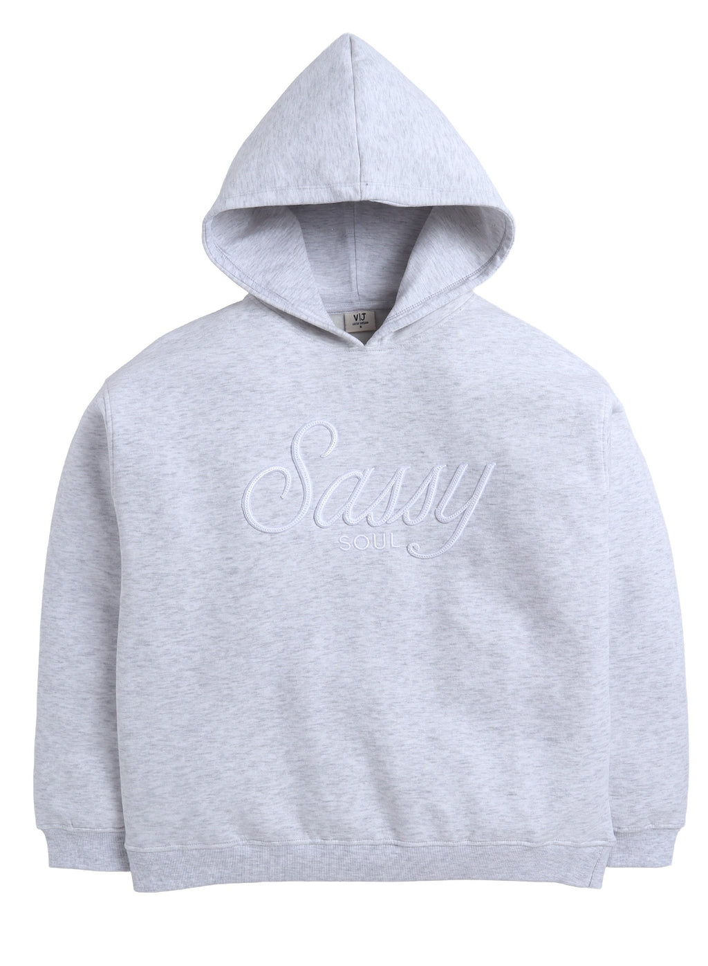 Œsassy Soul” Girls' Graphic Hoodie “ Heather Grey | 100% Cotton Fleece |