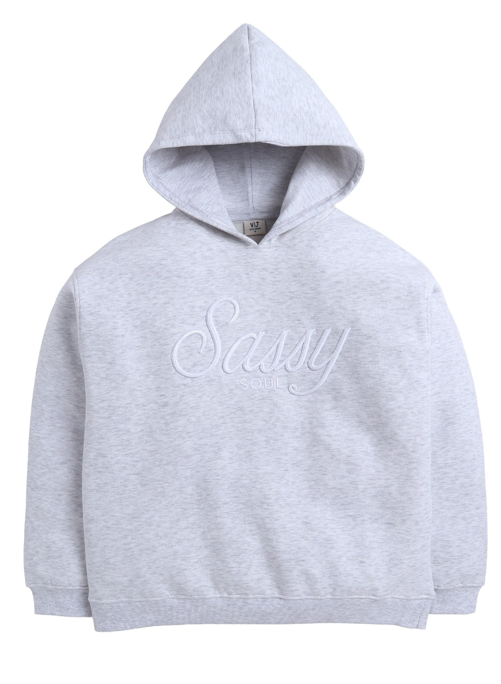 Œsassy Soul” Girls' Graphic Hoodie “ Heather Grey | 100% Cotton Fleece |